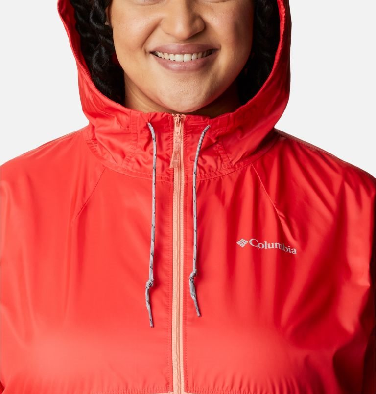 Columbia Flash Forward Windbreaker Jakke Dame Rød Korall | Plus Size 68903T